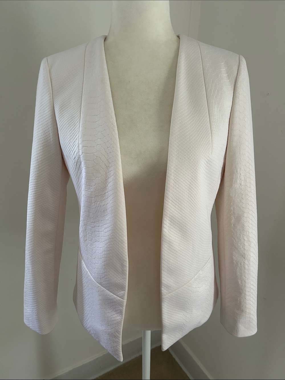 Topshop Pale Pink Open-Front Snakeskin Textured Blazer sz 6